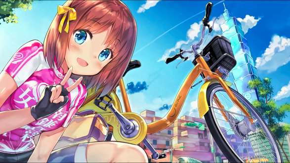 Обои на рабочий стол Hiromi Maiharu / Хироми Маихару из аниме Minami Kamakura Koukou Joshi Jitenshabu / Девичий велоклуб Минами Камакуры, by sanoboss