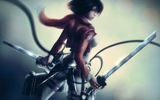 Обои на рабочий стол Mikasa Ackerman / Микаса Аккерман из аниме Атака Титана / Attack on Titan / Shingeki no Kyojin