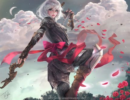 Обои на рабочий стол Белокурая девушка-воин, by Aleksandra Jedrasik & Toshia-San