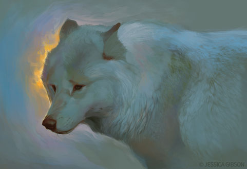 Обои на рабочий стол Белый волк, by Servaline