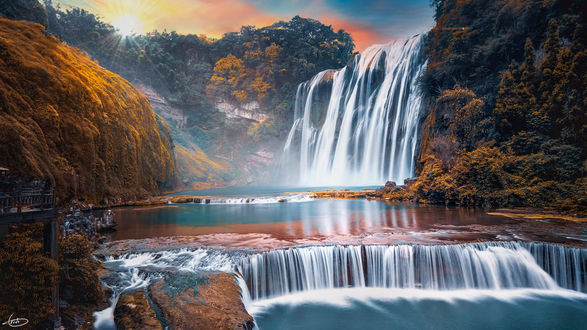 Обои на рабочий стол Huangguoshu Waterfall / водопад Хуангуошу в Аньшуне, Гуйчжоу, Китай