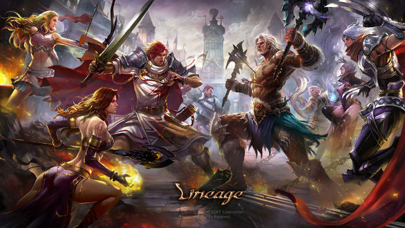 Обои на рабочий стол Битва героев игры Lineage, by Kim Sung Hwan