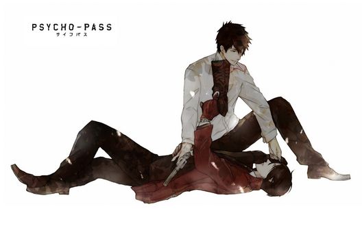 Обои на рабочий стол Когами Шинья / Shinya Kogami и Ginoza Nobuchika из аниме Психопаспорт / PSYCHO-PASS