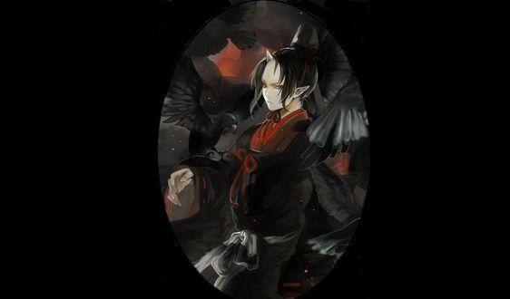 Обои на рабочий стол Хозуки / Hoozuki и черные вороны из аниме Хладнокровный Хозуки / Hoozuki no Reitetsu