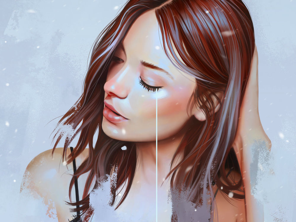 Обои для рабочего стола Девушка с закрытыми глазами, by Rjv Ilustracion