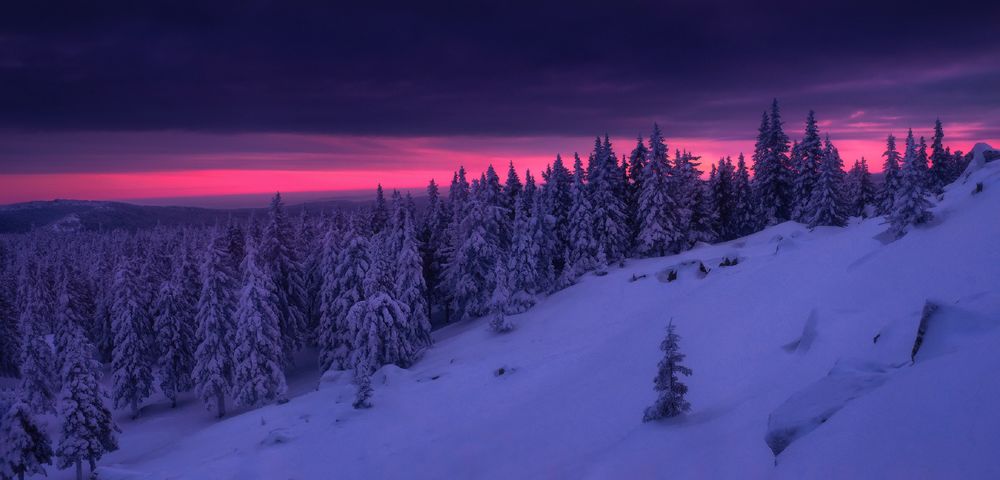 Обои для рабочего стола Национальный парк Таганай зимним утром, Южный Урал, фотограф Владимир Ляпин