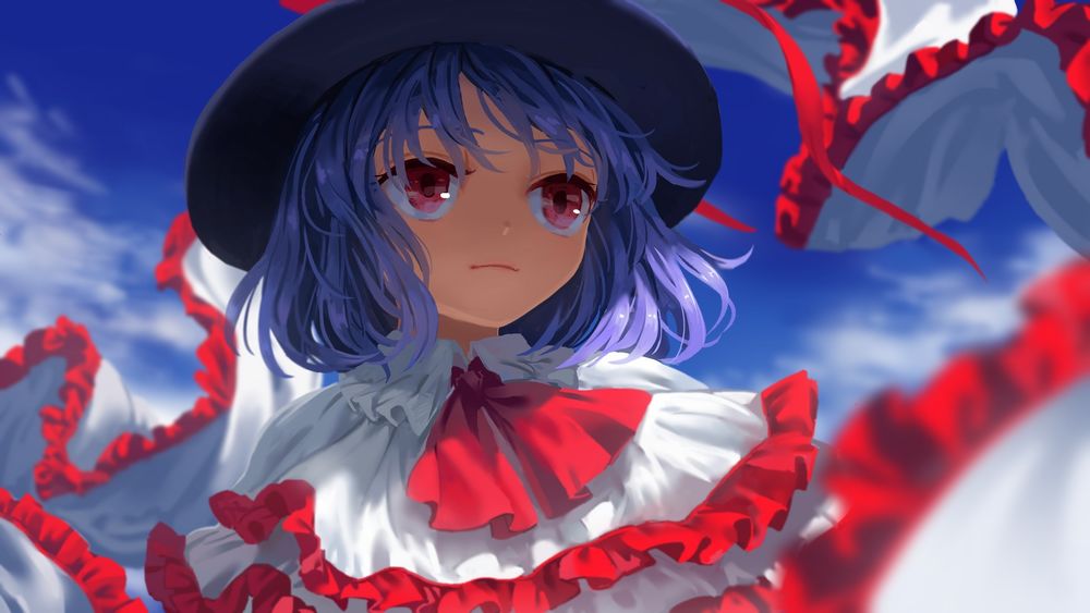 Обои для рабочего стола Koishi Komeiji / Коиси Комэидзи на фоне неба из игры Touhou Project / Проект Восток