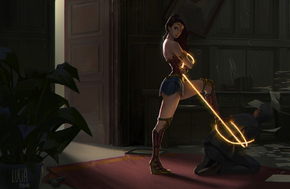 Обои для рабочего стола Diana / Диана - Wonder Woman / Чудо-Женщина из комиксов компании Марвел / Marvel, by Lucia Hsiang