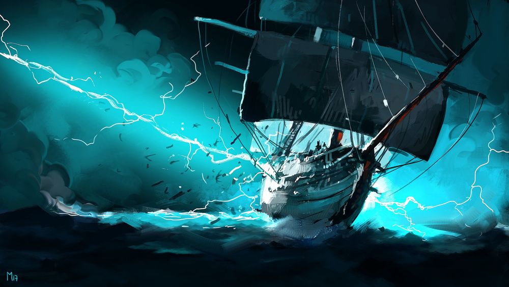 Обои для рабочего стола Парусник на воде во время начинающегося шторма, by Dominik Mayer