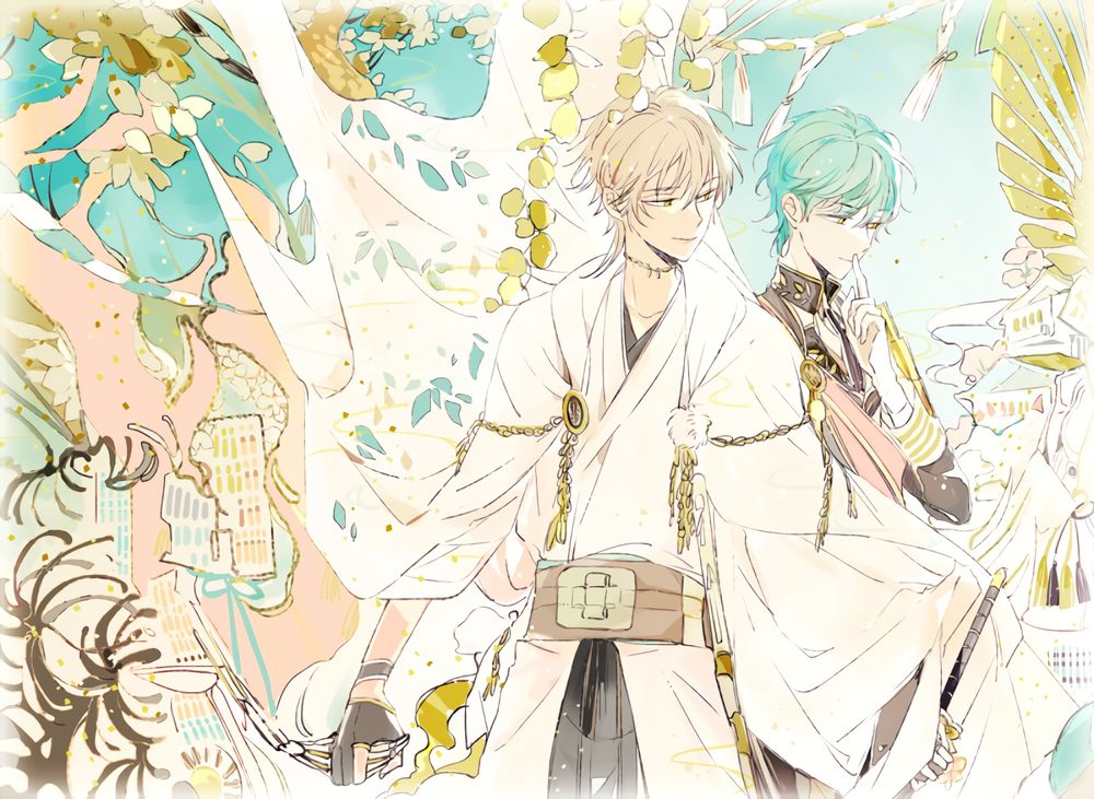 Обои для рабочего стола Tsurumaru Kuninaga / Тсурумару Кунинага и Ichigo Hitofuri из игры и аниме Touken Ranbu / Танец мечей