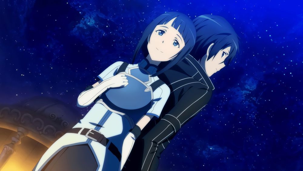 Обои для рабочего стола Kirito / Кирито и Sachi / Сати из аниме Sword Art Online / Мастера Меча Онлайн
