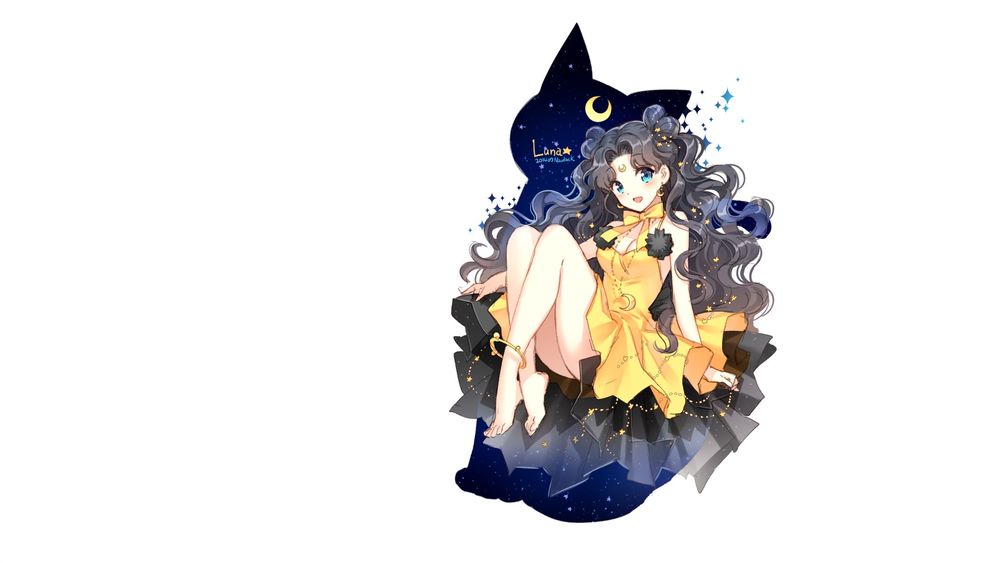 Обои для рабочего стола Luna / Луна в желтом платье из аниме Bishoujo Senshi Sailor Moon / Красавица-воин Сейлор Мун, by Nardack