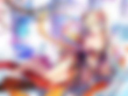 Обои для рабочего стола Vocaloid Hatsune Miku / Вокалоид Хатсунэ Мику с цветком на ладони лежит на фоне плавающих рыб