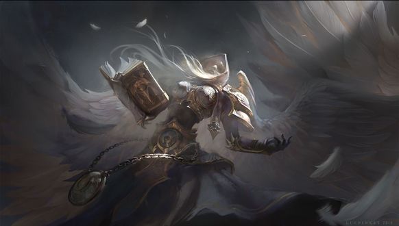 Обои на рабочий стол Девушка-ангел из игры World of Warcraft / Мир военного ремесла, by Luna L