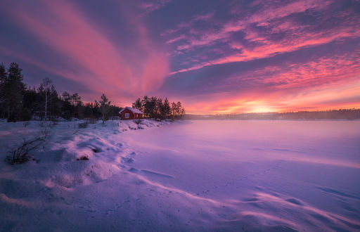 Обои на рабочий стол Зимний солнечный день на Ringerike Norway Ringerike Норвегия фотограф