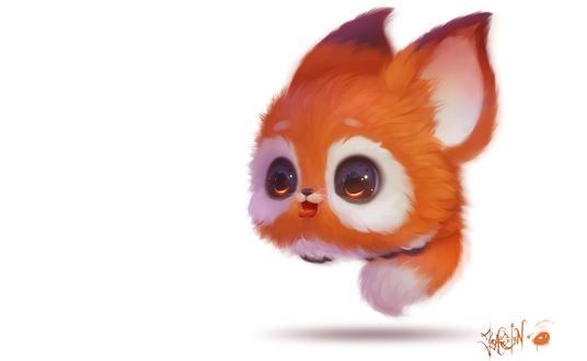 Обои на рабочий стол Лисенок на белом фоне, by JoAsLiN