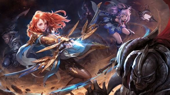 Обои на рабочий стол Герои игры HIT : Heroes of Incredible Tales в бою, by Hyunseung Kim
