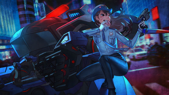 Обои на рабочий стол D. VA / Ханна Сон из игры Overwatch / Дозор, by nakanoart