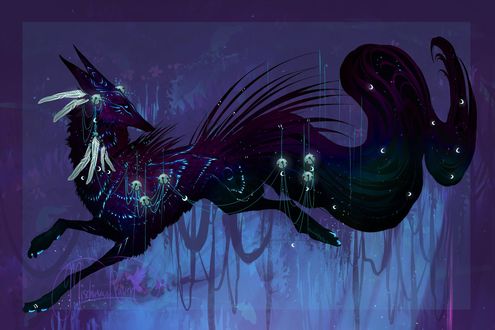 Обои на рабочий стол Фантастический зверь с длинным хвостом, the Silver Moon Quilldog