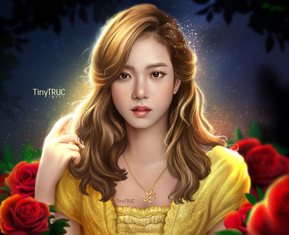 Обои на рабочий стол Девушка в образе Диснеевской принцессы Belle, by TinyTruc