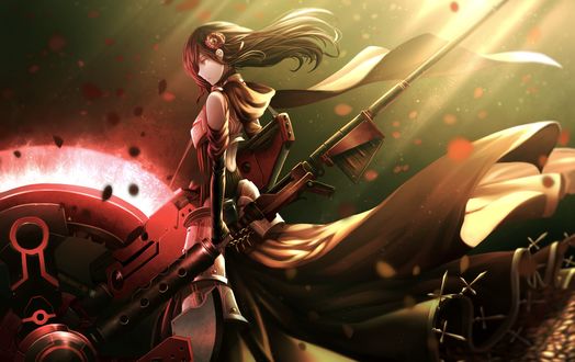 Обои на рабочий стол Ruby Rose / Руби Роуз из аниме RWBY / Красный, Белый, Черный, Желтый, art by Dishwasher1910