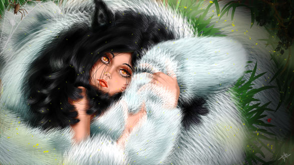 Обои на рабочий стол Ари / Ahri из игры Лига Легенд / League of Legends, by Roberto Garcia