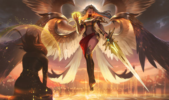 Обои на рабочий стол Kayle / Кейл из игры League of Legends / Лига Легенд, by Atey Ghailan