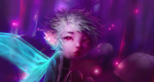 Обои на рабочий стол Феечка в ночном лесу, by XernonaEcho