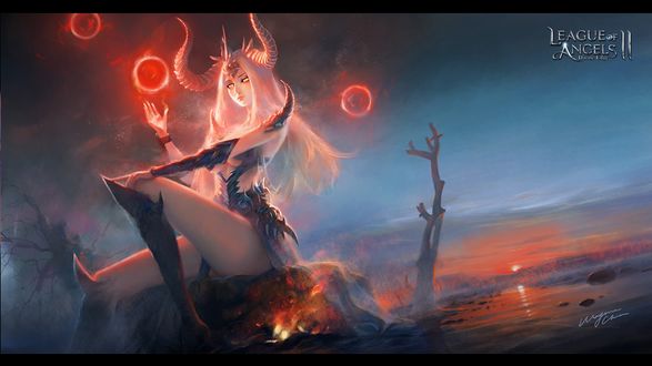 Обои на рабочий стол Королева дракона, League of Angels / Лига Ангелов, by WayneChan