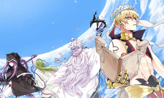 Обои на рабочий стол Три мага, персонажи из онлайн RPG игры Fate: Grand Order / Судьба: Великий Приказ