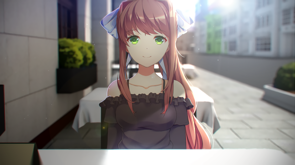 Обои на рабочий стол Monika / Моника из игры Doki Doki Literature Club, by VaygrX