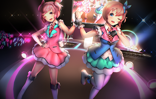 Обои на рабочий стол Natsuki / Натцки и Sayori / Сайори из игры Doki Doki Literature Club, by VaygrX
