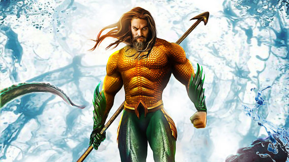 Обои на рабочий стол Актер Jason Momoa / Джейсон Момоа в роли Aquaman / Аквамена, постер к одноименному фильму