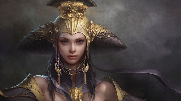 Обои на рабочий стол Портрет Queen / Королевы на сером фоне, by Yongsoon Park