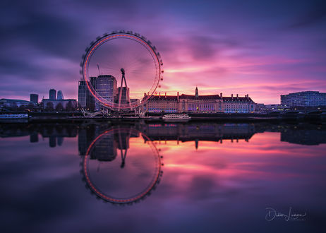 Обои на рабочий стол Колесо обозрения London Eye, Thames, London / London Eye, Темза, Лондон, by Didier Lanore