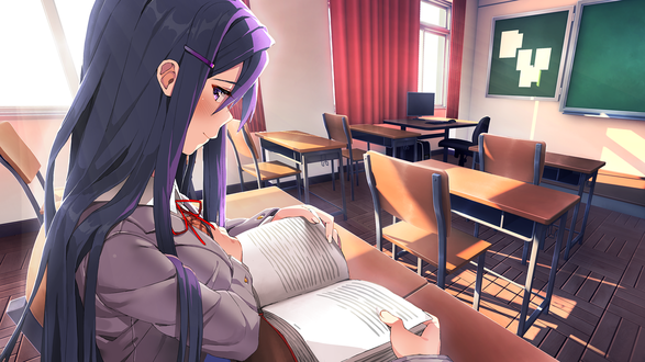 Обои на рабочий стол Yuri / Юри из игры Doki Doki Literature Club, by Jengineerr