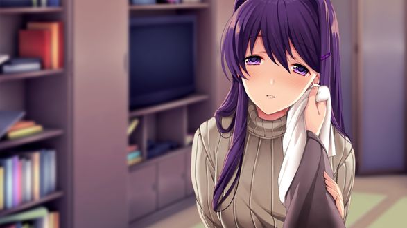 Обои на рабочий стол Yuri / Юри из игры Doki Doki Literature Club, by Jengineerr