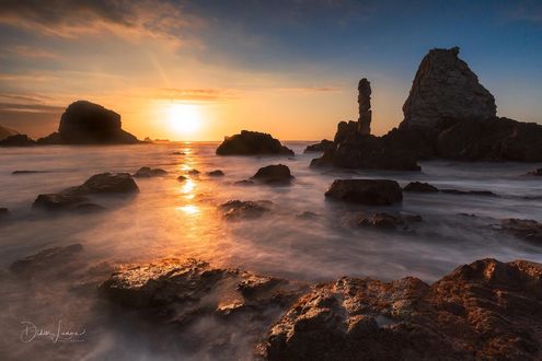 Обои на рабочий стол Тихий закат в Playa del Silencio / Плайя-дель-Силенсио, by Didier Lanore