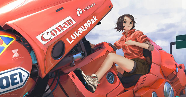 Обои на рабочий стол Девушка на авто, by Kyokazu