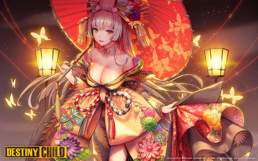Обои на рабочий стол Девушка Oiran Batori / Ойран Батори из аниме Destiny Child / Дитя Судьбы, by Ji-yun Chae