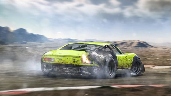 Обои на рабочий стол Легендарная Lamborghini Miura в drift тюнинге