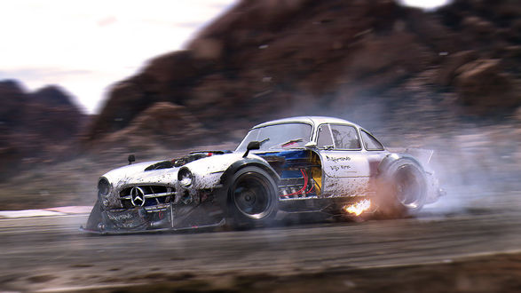 Обои на рабочий стол Классический кузов Mersedes 300SL в drift тюнинге