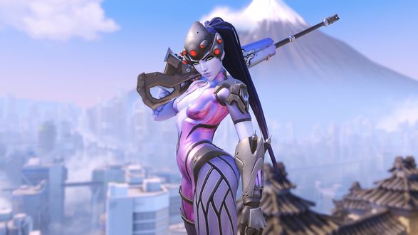 Обои на рабочий стол Widowmaker / Роковая Вдова из игры Overwatch / Дозор, by Renaud Galand