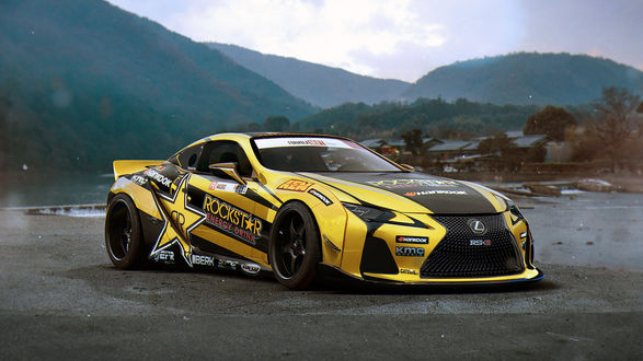 Обои на рабочий стол Авто марки Lexus LC 500 в стиле rockstar energy