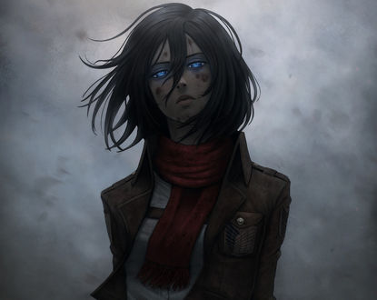 Обои на рабочий стол Микаса Аккерман / Mikasa Ackerman из аниме Атака Титана / Attack on Titan / Shingeki no Kyojin