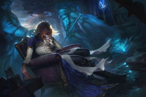 Обои на рабочий стол Jaina Proudmoore / Джайна Праудмур среди призраков из игры World of Warcraft / Мир военного ремесла, by Sergey Samarskiy