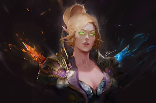 Обои на рабочий стол Девушка-Blood elf / Эльф крови из игры World of Warcraft / Мир военного ремесла, by bramasta aji