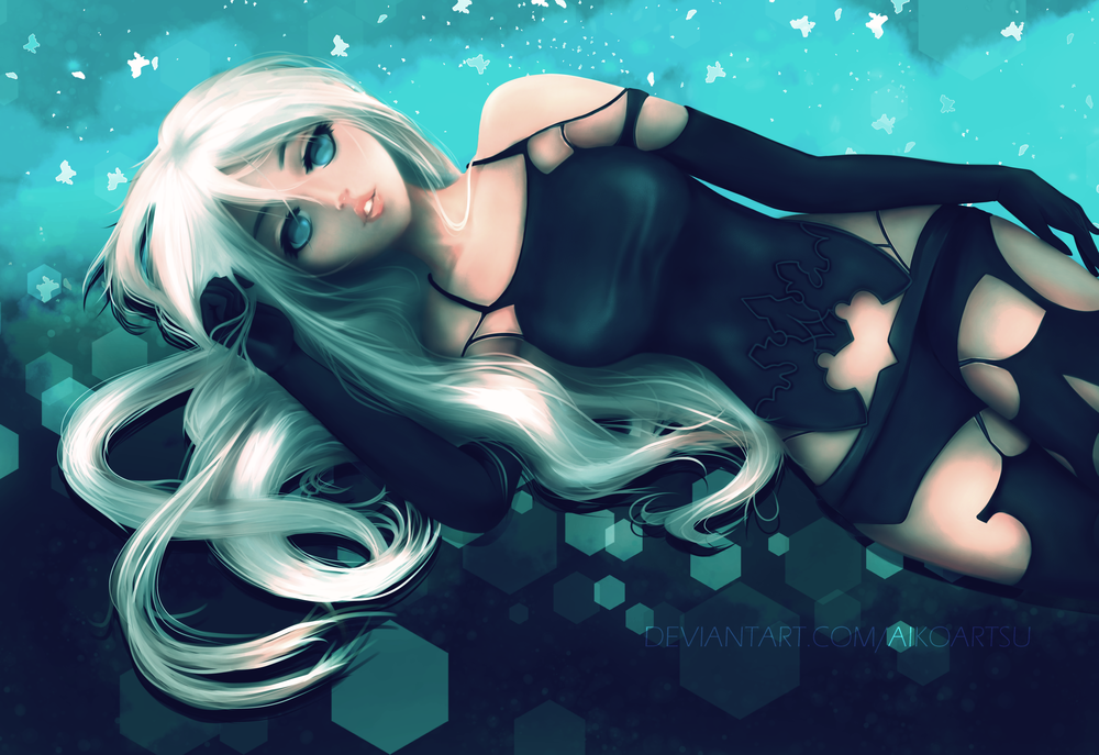 Обои для рабочего стола YoRHa №2 тип B из игры NieR: Automata, by AikoArtsu