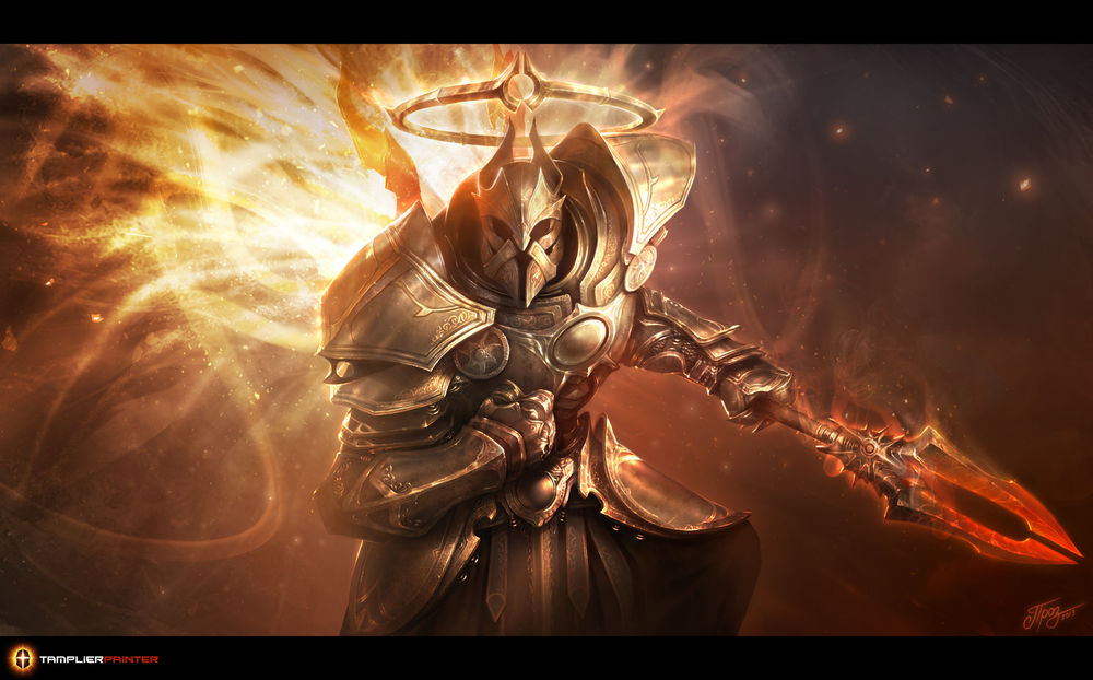 Обои для рабочего стола Рыцарь-тамплиер Imperius / Империус из игры Diablo III: Reaper of Souls / Diablo III:Жнец душ, by Dmitry Prozorov