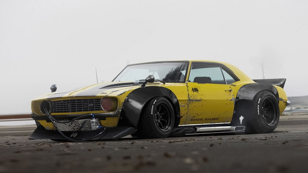 Обои для рабочего стола Желтый Chevrolet модели Camaro, 1969 года